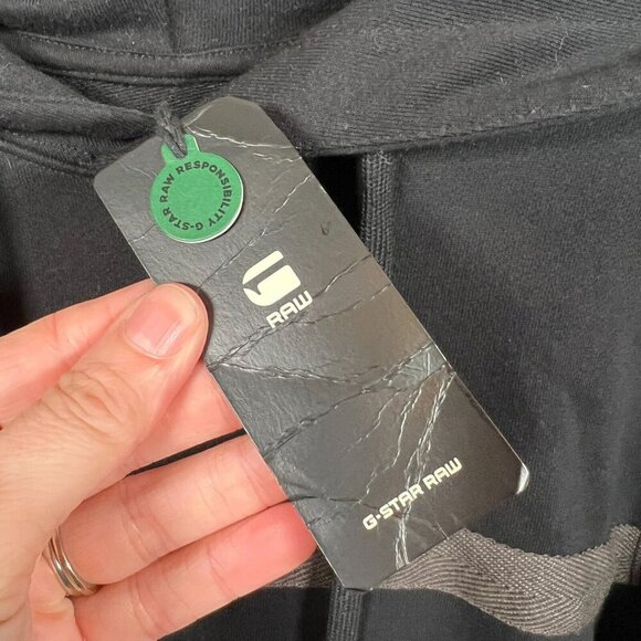 G Star Raw Logo Tape Hooded Sweater Sweatshirt Unisex Size XS Black Hoodie - Picture 4 of 15